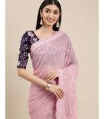pink  Georgette saree with blouse piece