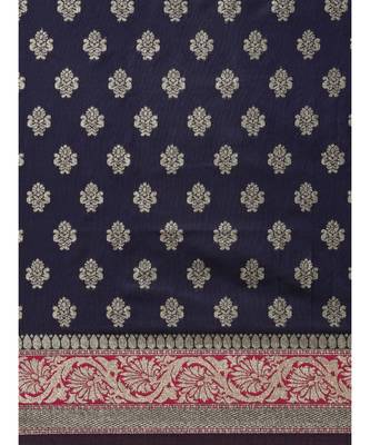 navy blue banarasi saree with blouse piece 4