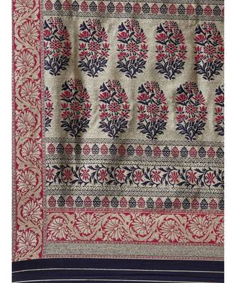 navy blue banarasi saree with blouse piece 5