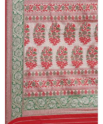red banarasi saree with blouse piece 5