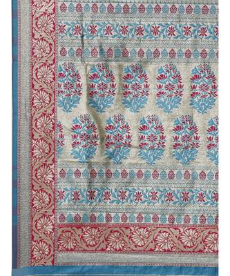 aqua blue banarasi saree with blouse piece 5