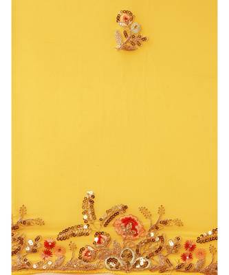 yellow  Georgette saree with blouse piece 4