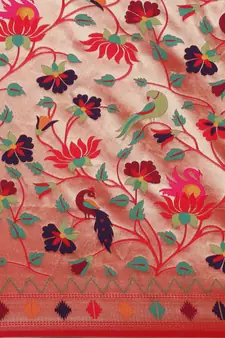 Red Woven Silk Blend Saree With Blouse