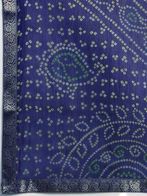 Blue printed chiffon saree with blouse 3