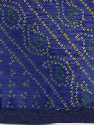 Blue printed chiffon saree with blouse 4
