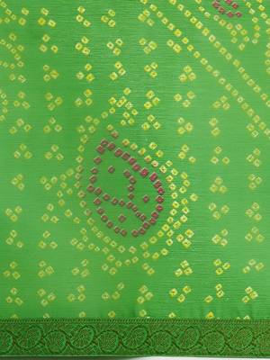 Green printed chiffon saree with blouse 4