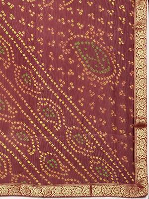 Maroon printed chiffon saree with blouse 3