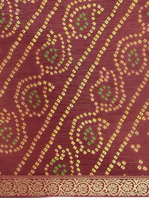 Maroon printed chiffon saree with blouse 4