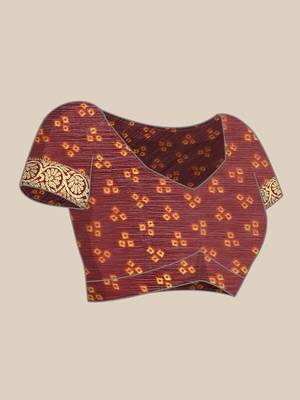 Maroon printed chiffon saree with blouse 5