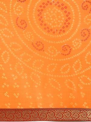 Yellow printed chiffon saree with blouse 4