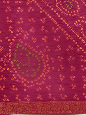 Pink printed chiffon saree with blouse 4