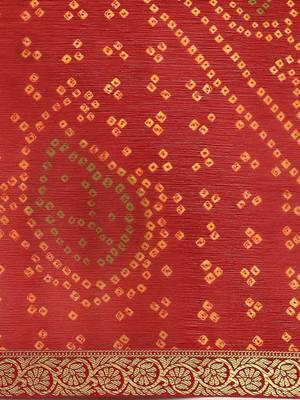 Red printed chiffon saree with blouse 4