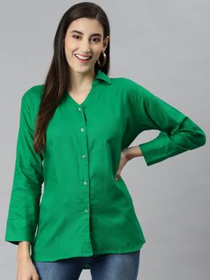 Green plain cotton tunics
 2