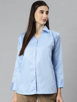 Sky-blue plain cotton tunics
 2