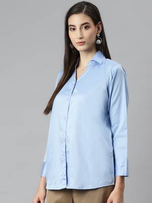 Sky-blue plain cotton tunics
 3