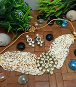 Multicolor Brass Gold Plated American Diamond Beaded Choker Necklace Jewellery Set