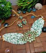 Multicolor Brass Gold Plated American Diamond Beaded Choker Necklace Jewellery Set