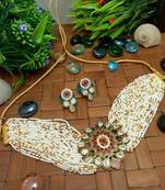 Multicolor Brass Gold Plated American Diamond Beaded Choker Necklace Jewellery Set