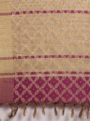 Purple woven cotton saree with blouse 4