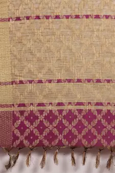 Purple woven cotton saree with blouse