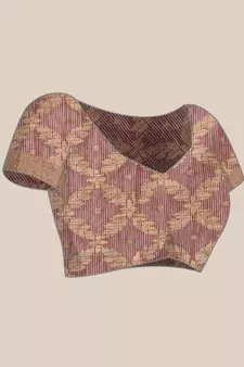 Purple woven cotton saree with blouse