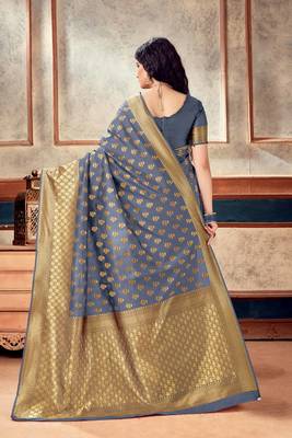 Woven Art Silk Saree With Blouse 3