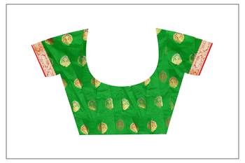 Pink woven banarasi cotton saree with blouse 4