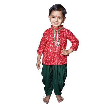 Aglare Gujarati Kurta dhotii Dress For Boys,Kurta dress Red 1