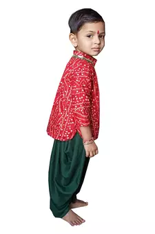 Aglare Gujarati Kurta dhotii Dress For Boys,Kurta dress Red