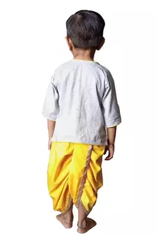 Aglare pure cotton boys kurta set Plain Grey yellow