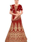 Embroidered Semi Velvet Semi Stitched Bridal Lehenga Choli