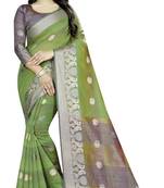 Cotton Green Color Jacquard Saree With Blouse Piece 
