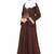 ENTIRE Creep Fabric Embroidered Abaya with Hijab Brown/Wine Color for Girls, Ladies, Women, Burkha