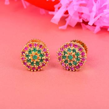 Red Ruby Emeralds Studs 1