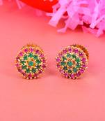 Red Ruby Emeralds Studs
