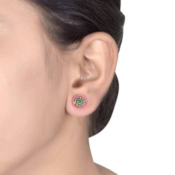 Red Ruby Emeralds Studs 3