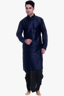 Men's Navy Blue kurta Black Dhoti