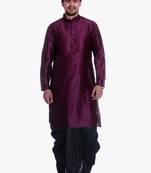 Men's Pink Voilet Kurta Black Dhoti