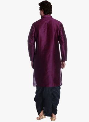 Men's Pink Voilet Kurta Black Dhoti 2