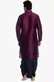 Men's Pink Voilet Kurta Black Dhoti