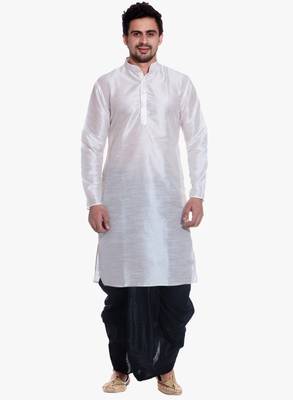 Men's White Kurta Black Dhoti 1