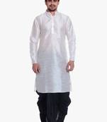 Men's White Kurta Black Dhoti