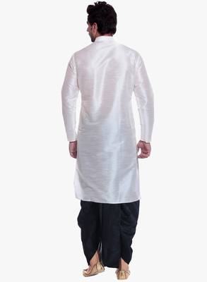 Men's White Kurta Black Dhoti 2