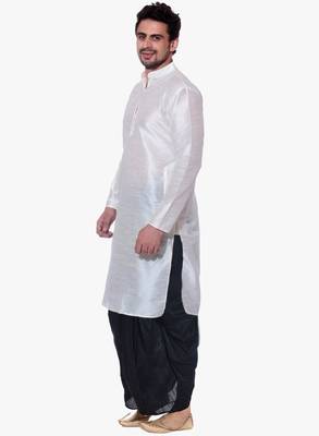 Men's White Kurta Black Dhoti 3