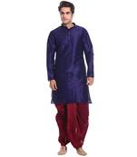 Men's Navy Blue kurta Maroon Dhoti
