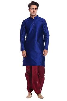 Men's Royal Blue kurta Maroon Dhoti