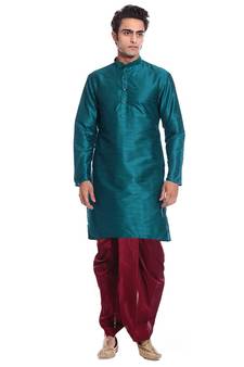 Men's Green kurta Maroon Dhoti