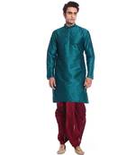 Men's Green kurta Maroon Dhoti