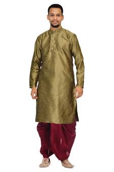 Men's Coper Gold kurta Maroon Dhoti