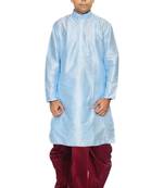 Men's Sky Blue kurta Maroon Dhoti